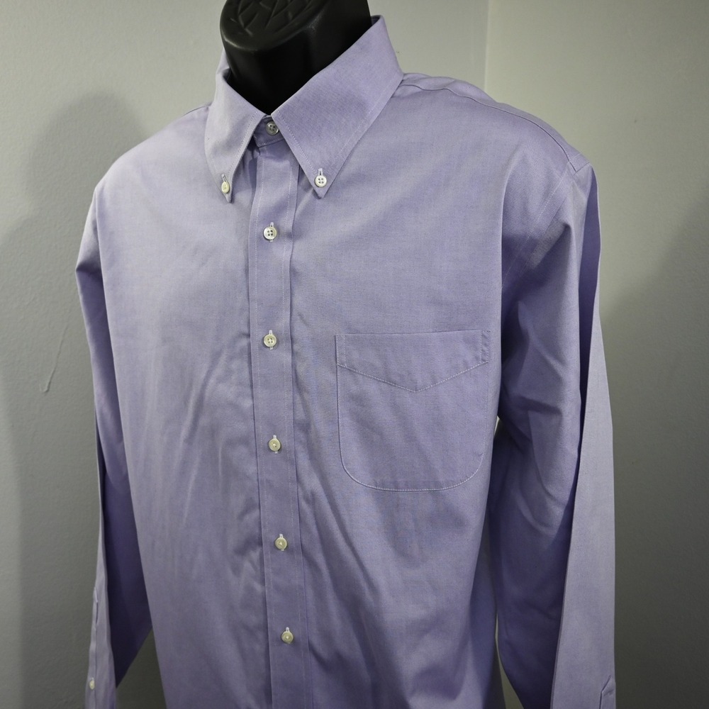 Brooks Brothers Button Down Mens 17-6/7 Regular Fit Purple Long Sleeve Shirt